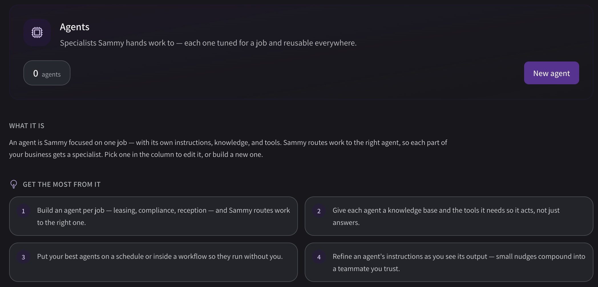 The agents screen